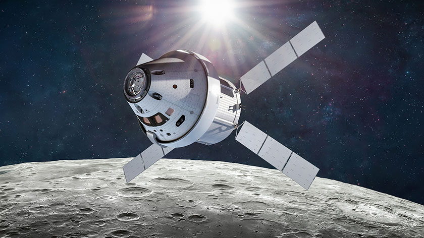 concept art of the Orion Spacecraft landing