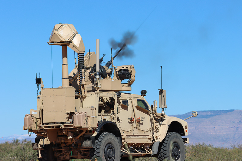 A Mobile-Low, Slow, Small Unmanned Aerial Vehicle Integrated Defeat System (M-LIDS) during a training exercise. [U.S. Army