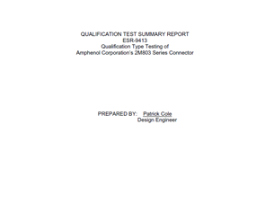 Document 2M803 Qualification Test Summary Report