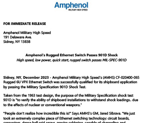 Document Mil S 901D 6U switch press release