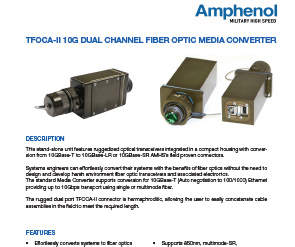 Document TFOCA-II 10G DUAL CHANNEL FIBER OPTIC MEDIA CONVERTER